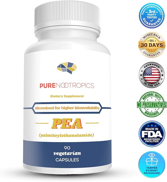Pure Nootropics - Palmitoylethanolamide (Micronized Pea) 400 mg Capsules | 90 Veg Caps Value Pack | Supports Relief from Occasional Discomfort | Supports Immune System