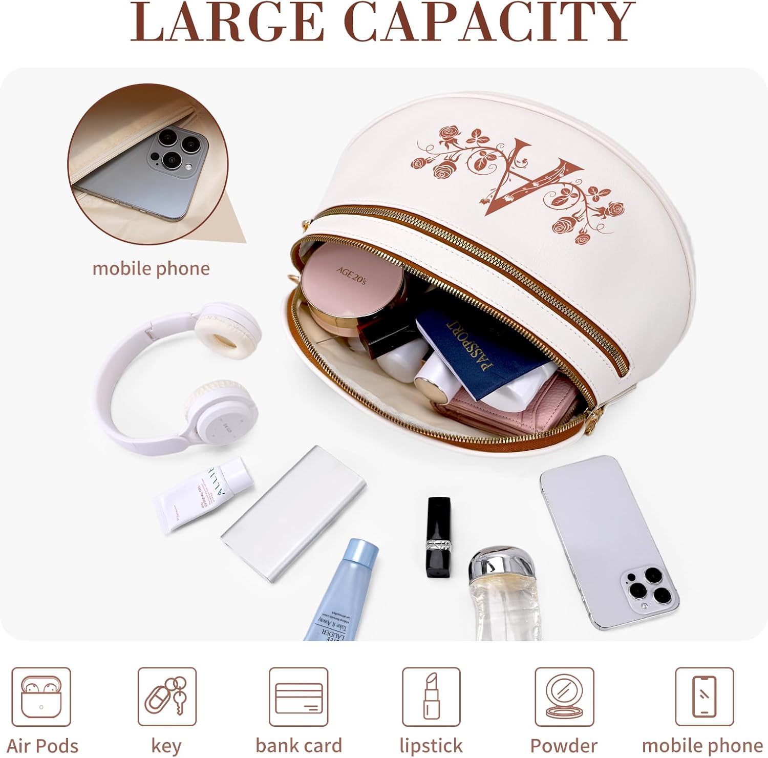 Viverte Personalized Gifts for Women Pu Leather Bum Bags Crossbody Bags Purses for Women Spacious Cross Body Bag for Travel