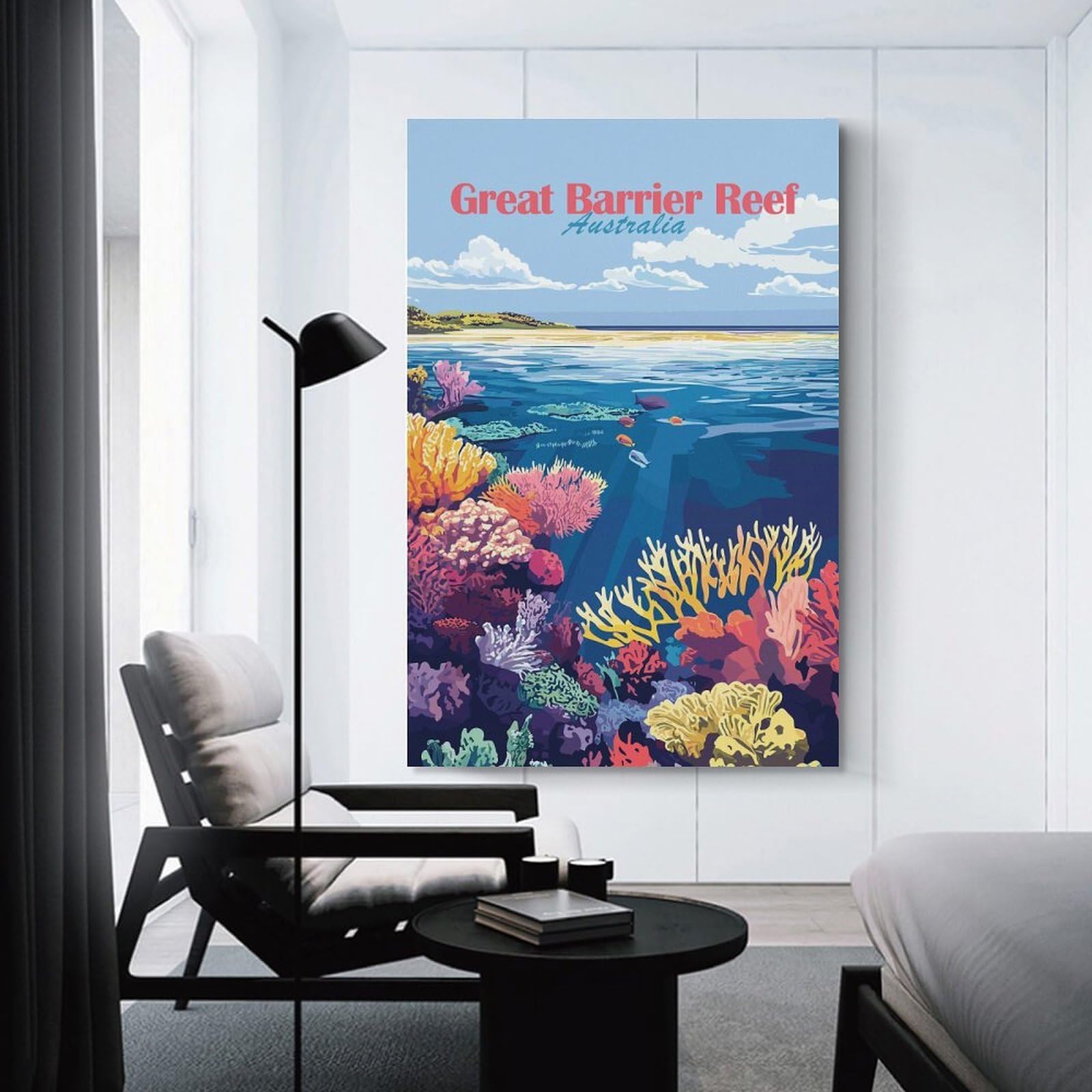 Junmoney Great Barrier Reef Hanging Wall Art, 08x12inch(20x30cm), for Gallery Wall Decor And Room Displays, Home Wall Art for Statement Displays