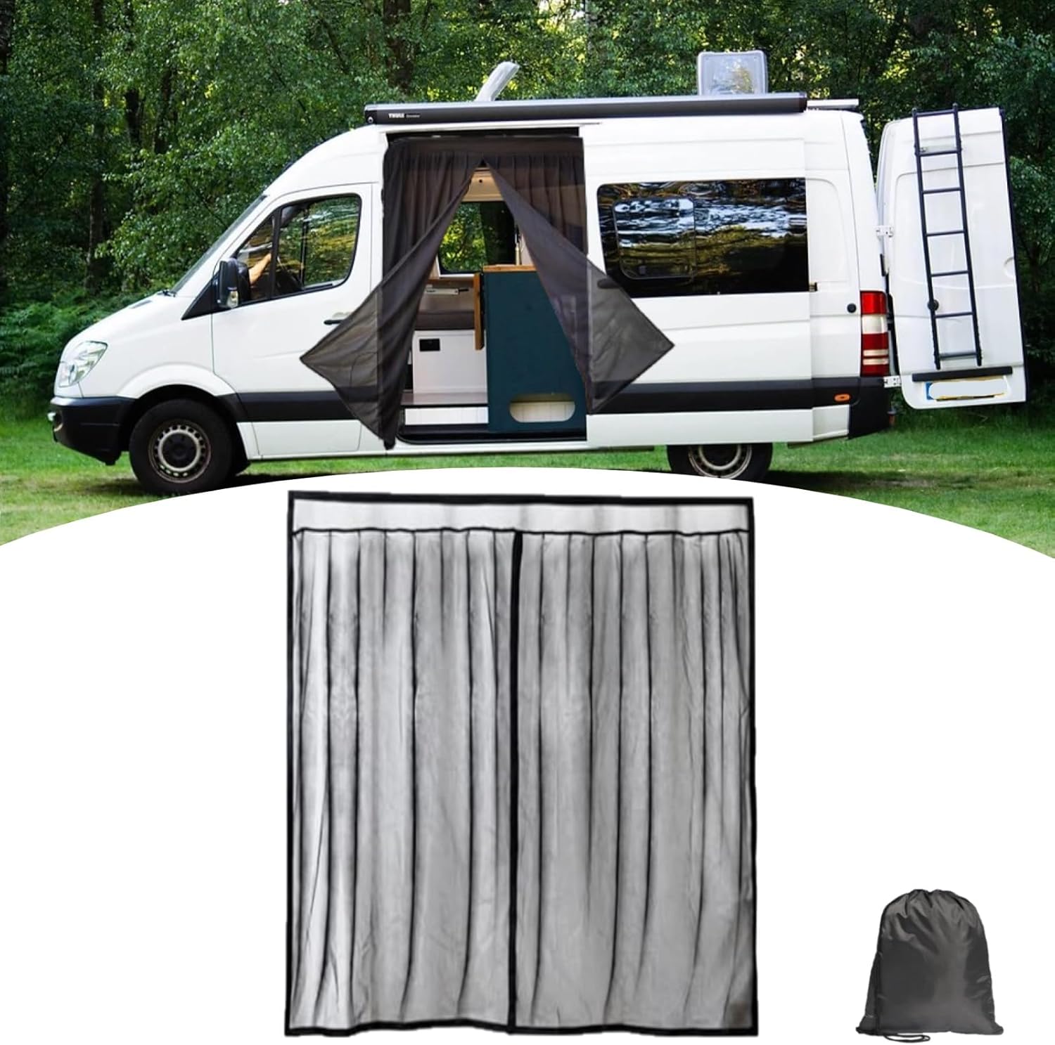 Magnetic Van Bug Screen for Side Door – for F-ord Transit, Sprinter, RAM ProMaster – 59" WB Insect Mosquito Net, Camper Van Window Mesh, RV Accessories