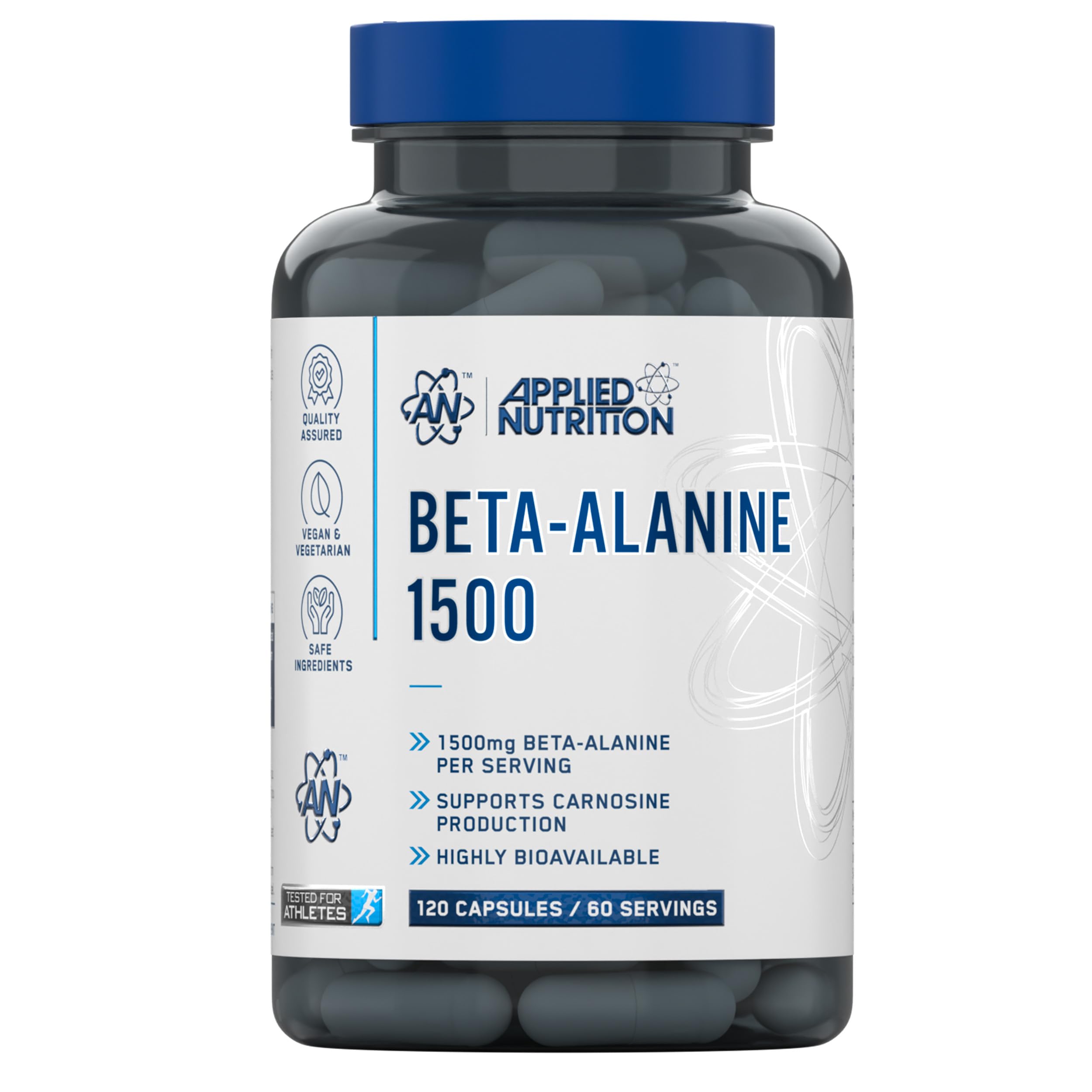 Applied Nutrition Beta Alanine 1500, Amino Acid Supplement, Strength & Performance, 750mg Beta Alanine Per Capsule (120 Capsules - 60 Servings)