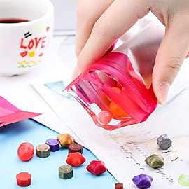 Boao 100 Pieces Resealable Foil Food Storage Bags with Clear Window Coffee Beans Candy Packaging Pouch for Food Small Business Supplies for Jewelry Self Sealed Storage Bags(3 x 4.7 Inch,Rose Red)