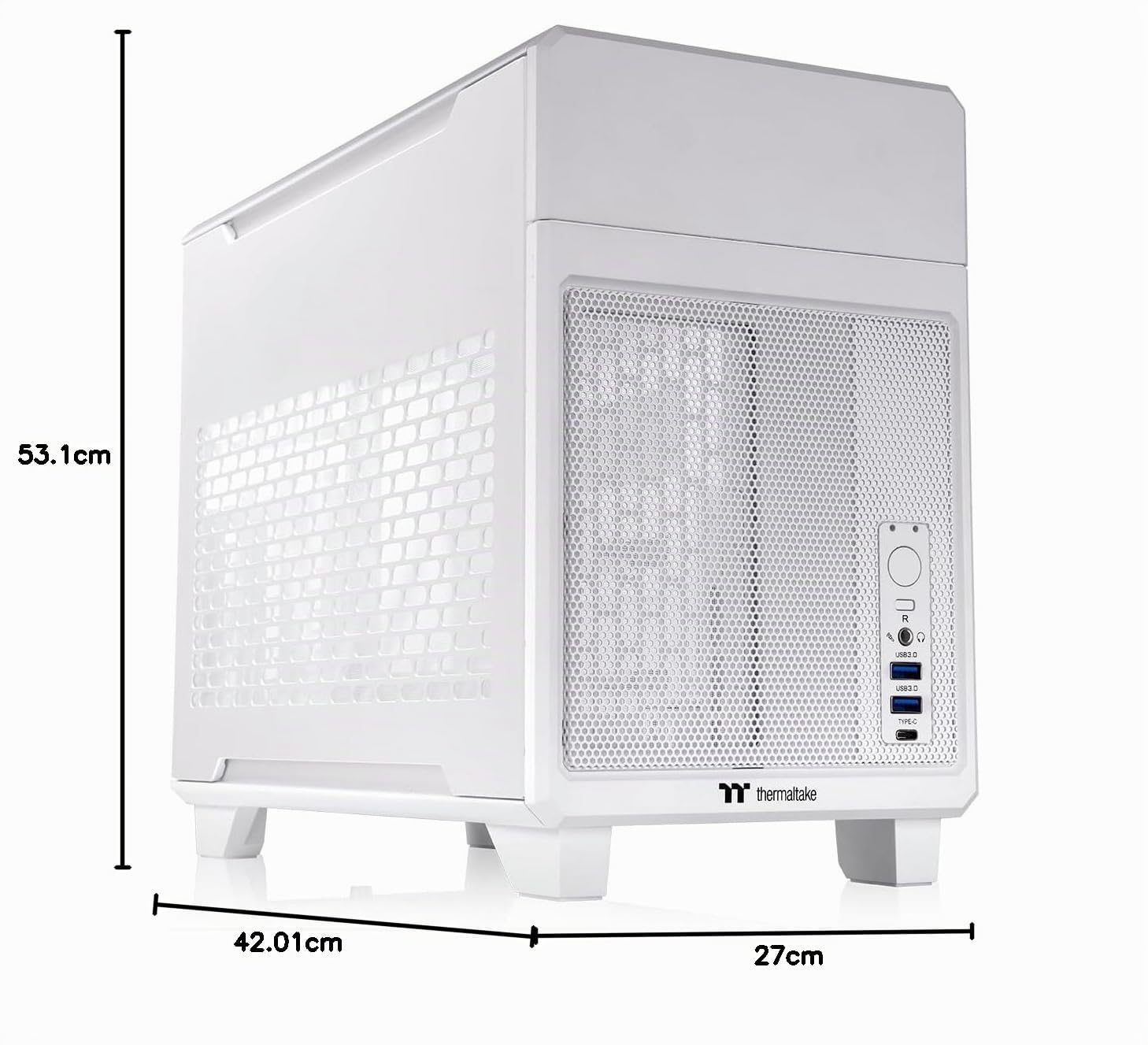Thermaltake TR100 Boîtier PC Mini-ITX Compact Double Chambre, PCIe 4.0 Riser Inclus, Neige