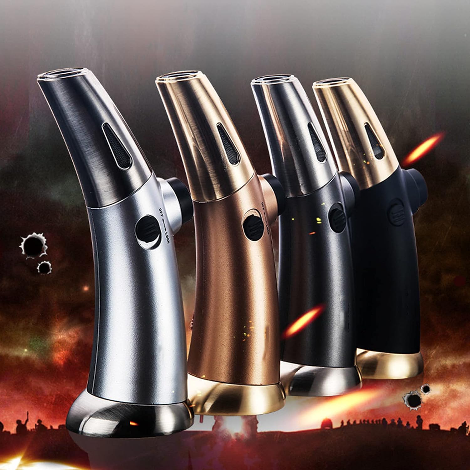 HB1 Portable Spray Gun Adjustable Flame Size in One Hand Butane Torch Refillable Cigar Straight Into the Fixed Flame Lighter Continuous Flame Lock image 2