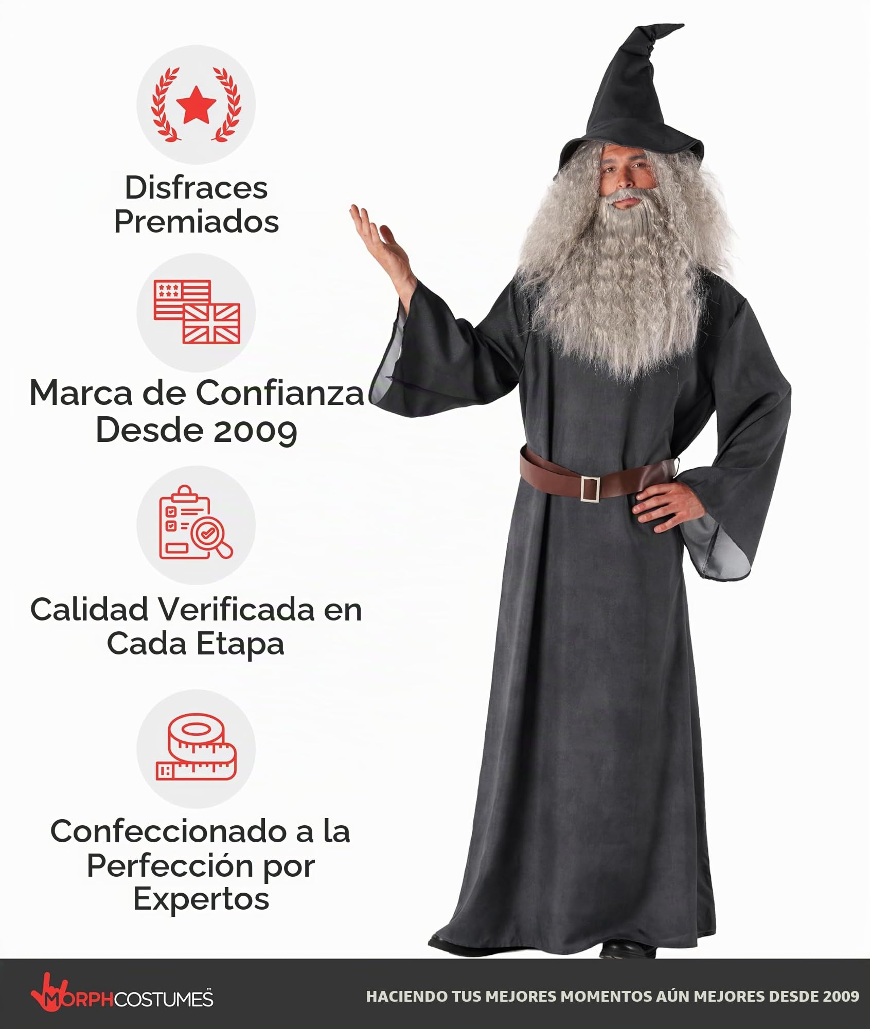 Morph Disfraz Mago Anciano Hombre, Disfraz Mago Halloween Hombre