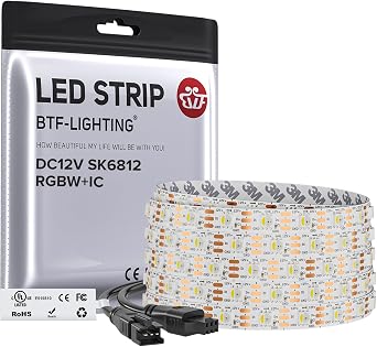 BTF-LIGHTING RGB+Natural White SK6812 LED Strip 16.4FT 300LED IP30 DC12V