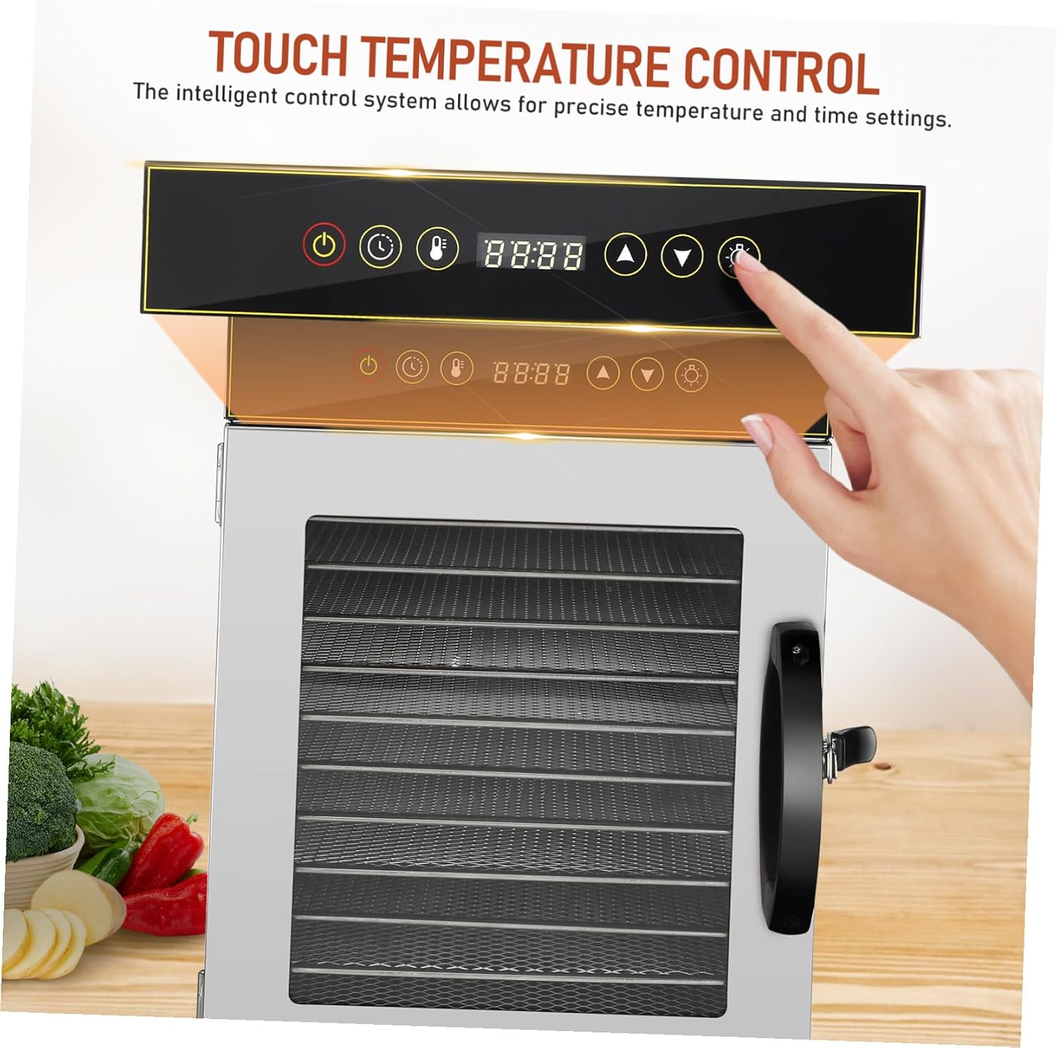 NUOBESTY Professional Food Dehydrator for Jerky with Temperature Timer Stainless Steel Dual Dryer Machine for Meat Seafood Fruits Veggies Snacks US Plug for Home Commercial Use