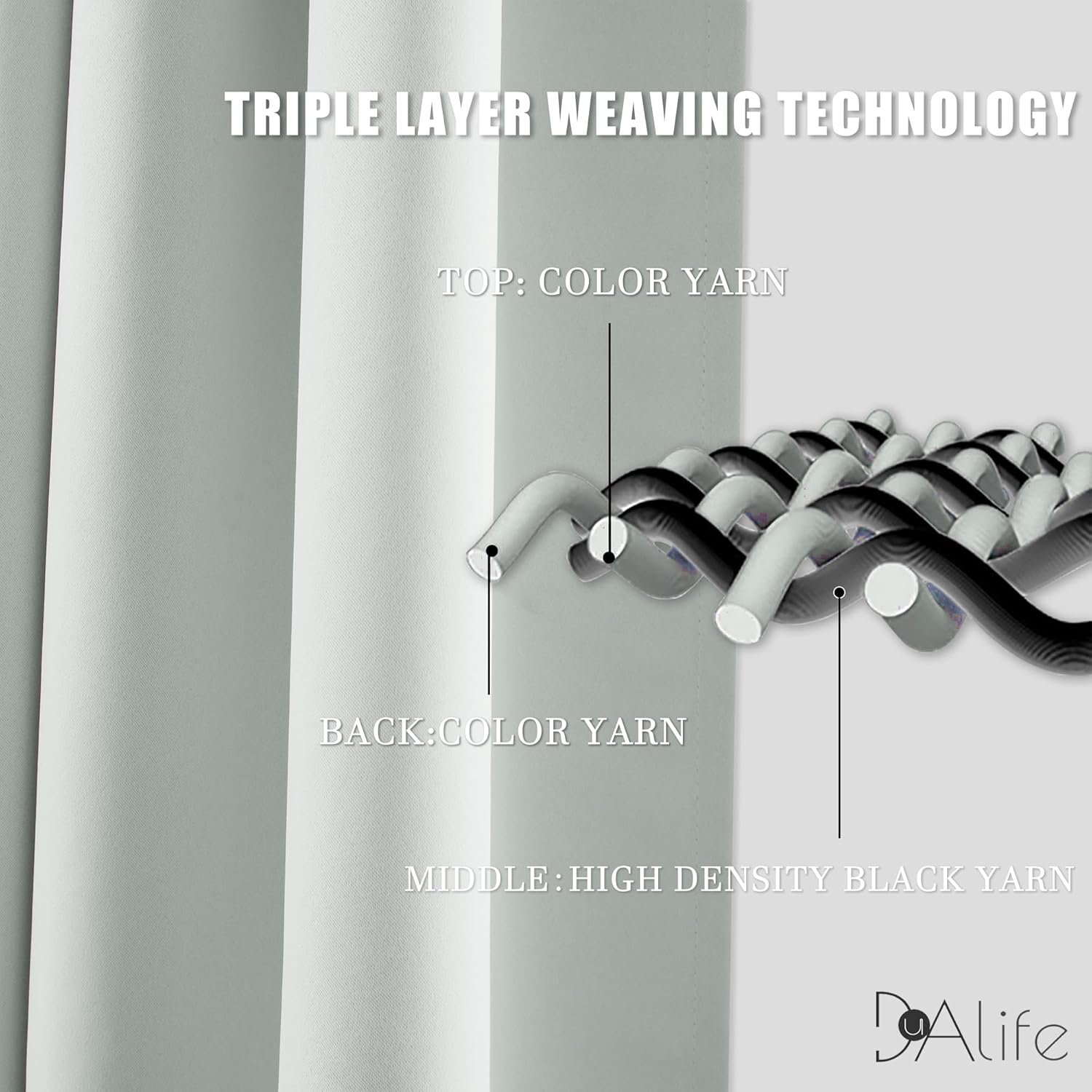 DUALIFE Greyish White Curtains 96 Inch Length Window Drapes for Bedroom, Thermal Insulated Room Darkening Rod Pocket Curtains 2 Panels for Living Room,54x96 Inches Long