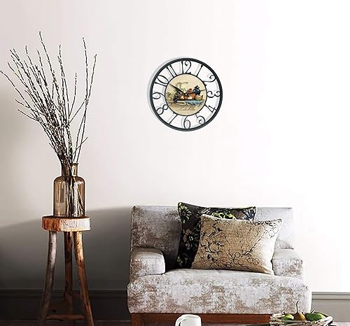 Miniatura 4 de Reloj de pared de cocina Reloj de pared con marco de hierro negro reloj de 16 pulgadas