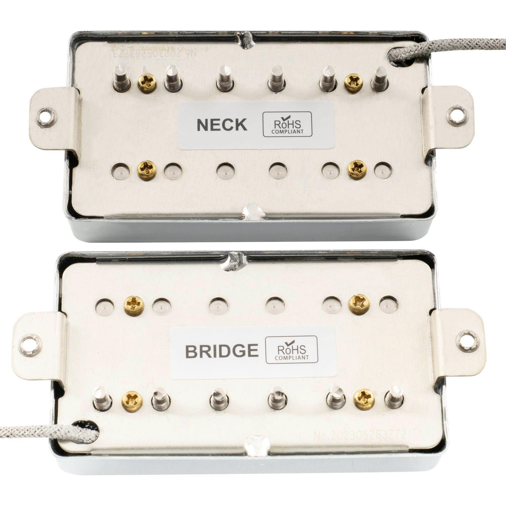 Musiclily Pro LP-CBLA Alnico 5 Cubierta Pastillas Humbucker Mástil Puente Pickups Set 7,8K/8,8K para Guitarra Eléctrica Les Paul SG Style, Cromado