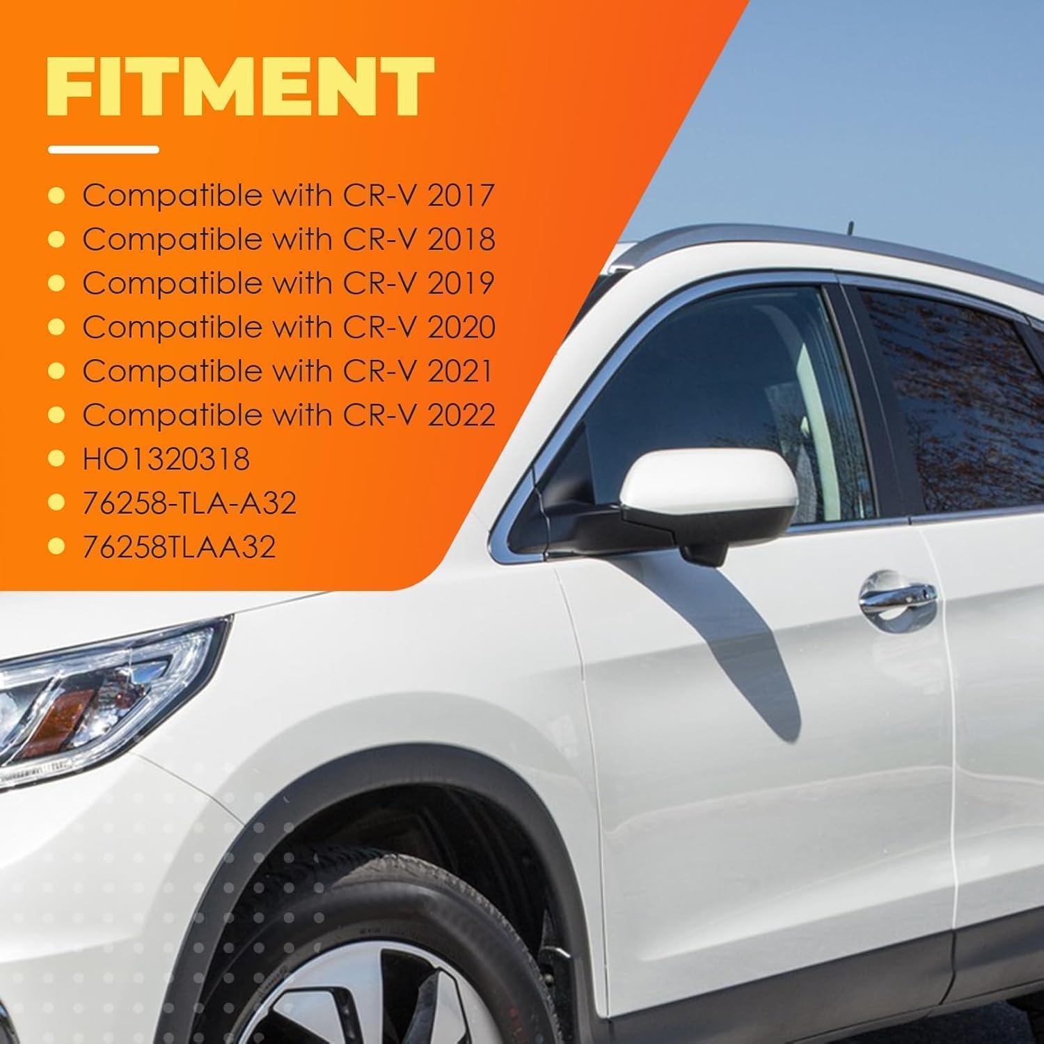 Left Driver Side Mirror Assembly Compatible with CR-V 2017 2018 2019 2020 2021 2022 Power Heated Turn Signal Light Blind Spot White 76258-TLA-A32 (9Pins)