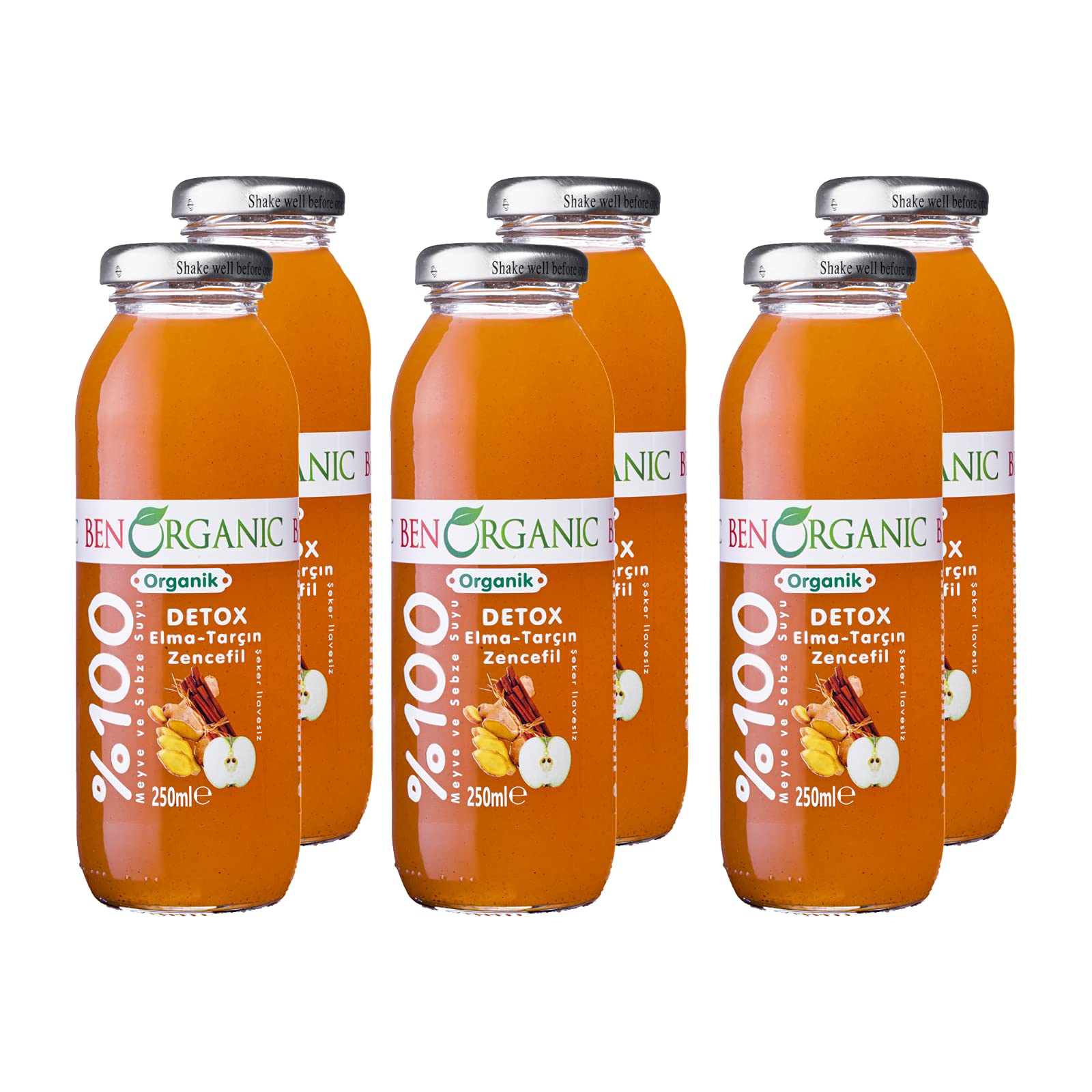BenOrganic Detox Elma Tarçın Zencefil Suyu 250 ml Cam Şişe
