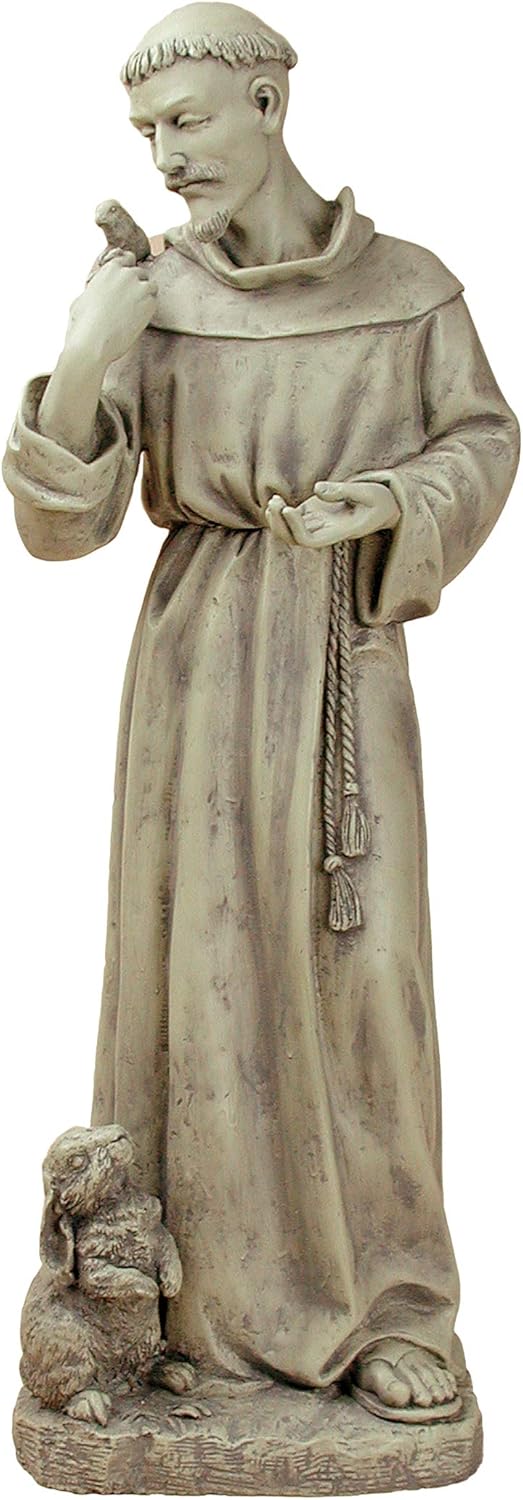 Joseph's Studio by Roman, 24" H St. Francis with Bunny and Bird Garden Statue, Patron Saint, Religious Outdoor Decor