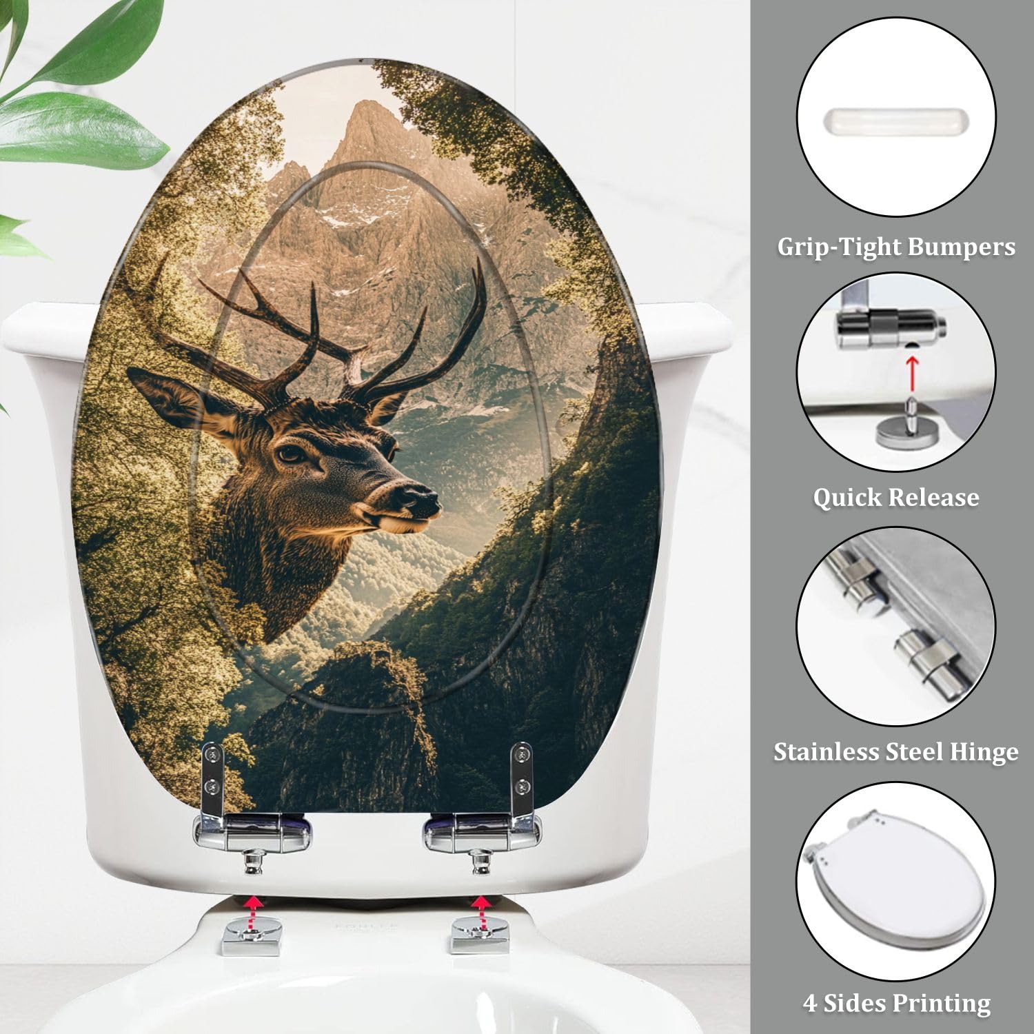 Sedile WC decorativo Sunlit Deer Forest con chiusura ammortizzata e sgancio