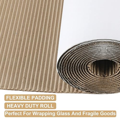 Miniatura 4 de Eaasty Paquete de 2 rollos de cartón corrugado de 12 pies x 35 pulgadas, hojas de papel de cartón corrugado de una sola cara blanca para