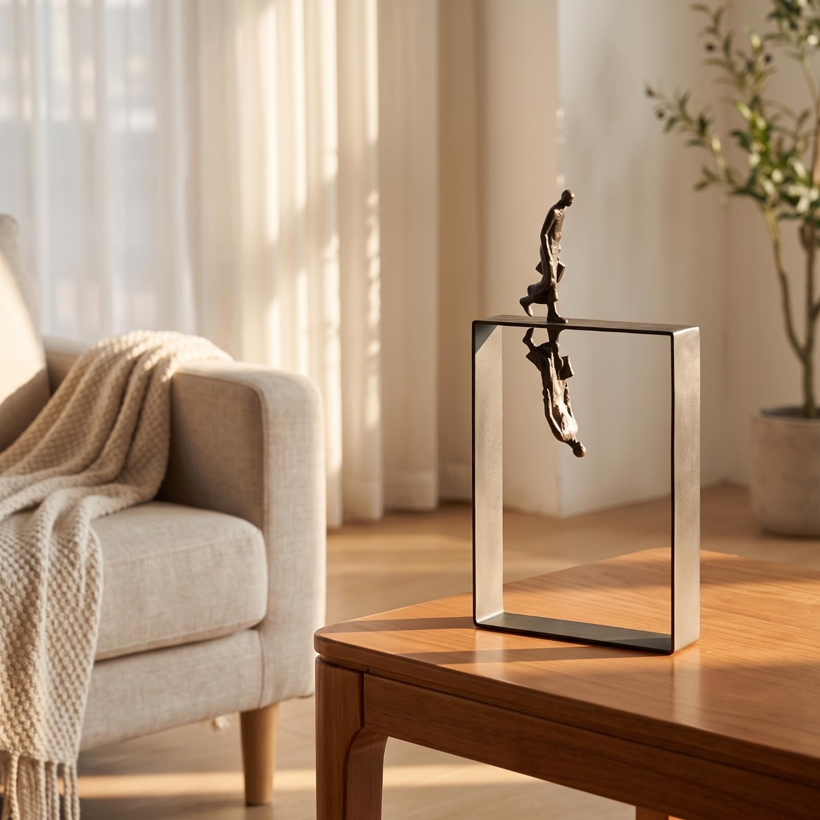 Scultura Figura Statua Soprammobile Decorazione Contemporanea Metallo Struttura Rettangolare Lega di Zinco Superficie Adatta per Librerie Mensole Tavolini