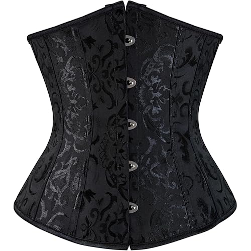 Zhitunemi Halloween Costumes Woman 2025: Black Underbust Corset Top for Women Pirate Costume - Corsets for Pirate Theme Party