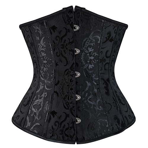 Zhitunemi Halloween Costumes Woman 2025: Black Underbust Corset Top for