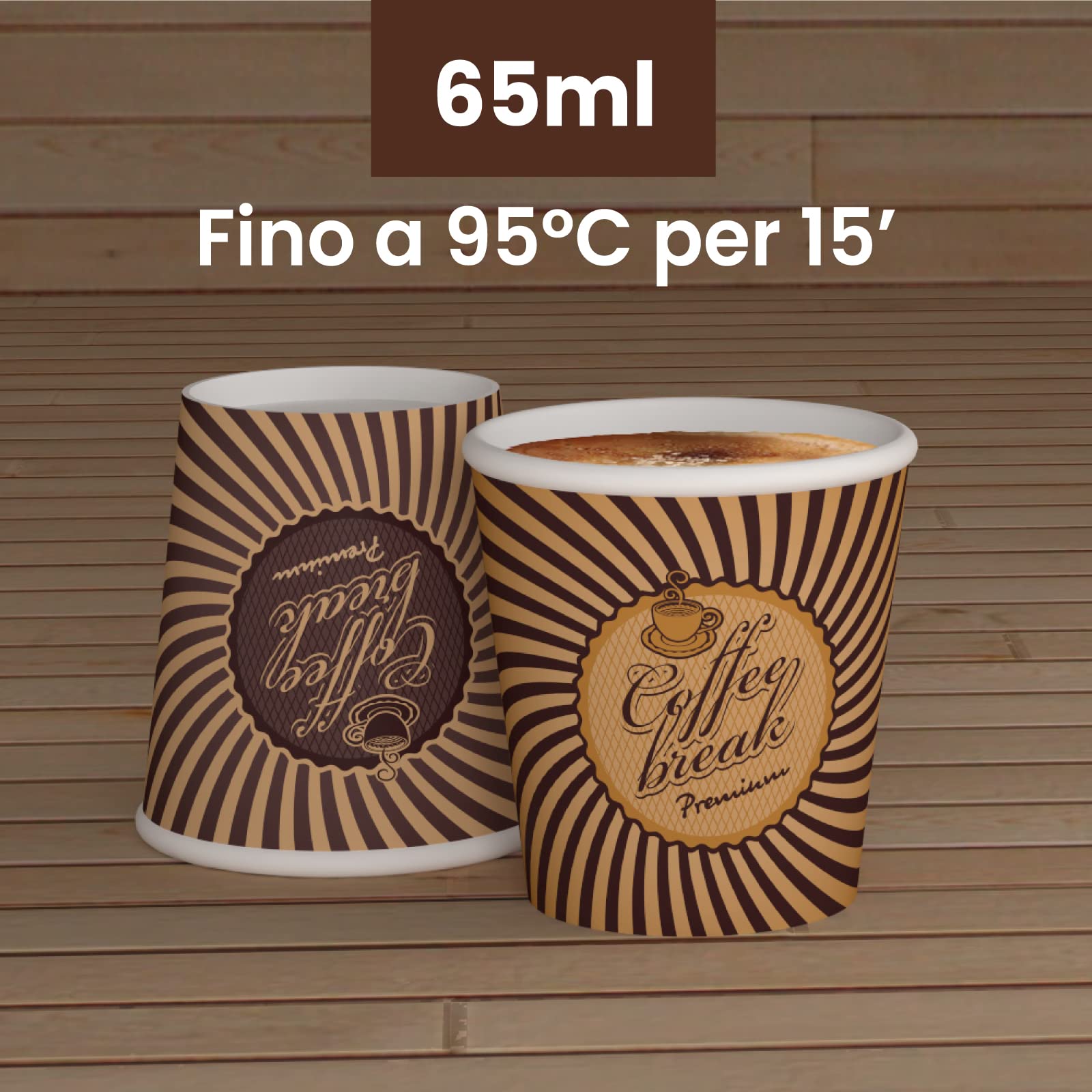 1000 Bicchierini in Carta per caffè 65ml VintageCUP Bicchieri Ecologici Biodegradabili Monouso Piccoli Asporto Bevande Calde