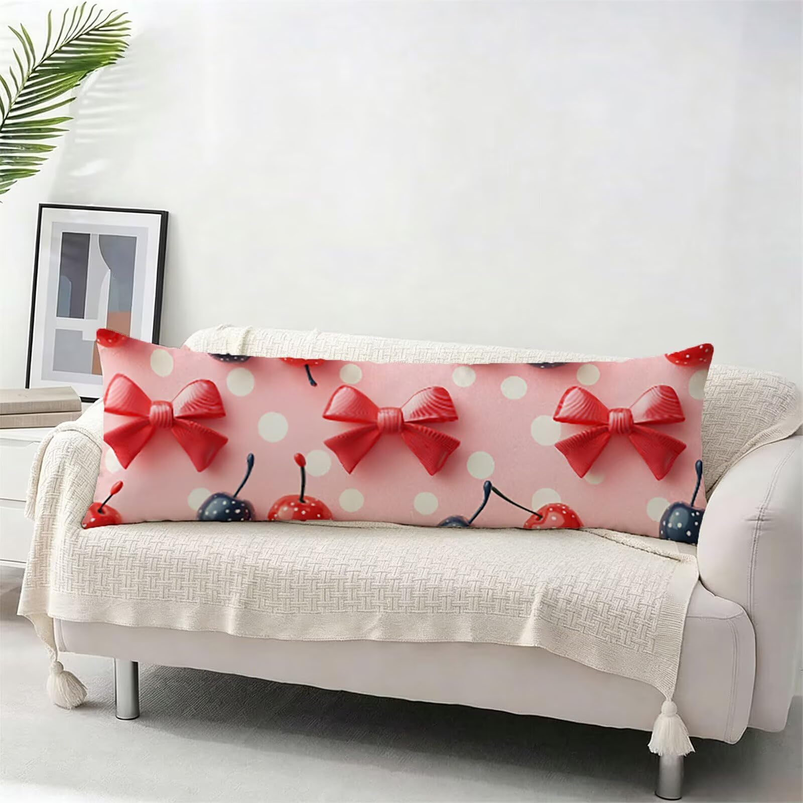 Housse Traversin 135 cm Rose, Taie Oreiller 135x45 cm, Housse de Coussin Arc, Taie de Traversin Doux Lin Protege Oreiller, Double Face Impression pour Decoratif Salon Canape Lit, Cadeau Femme E0-896