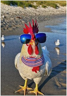 Puzzles for Adults Wooden - Cute Beach Chicken Theme Wooden Puzzle, Suitable for Teenagers and Kids Puzzles, Brain-Teasing Games, Wall Art Decorations 1000 Piece