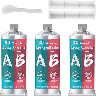 30 Minute Epoxy Adhesive 3PCS, 2 Part Epoxy Glue Clear, Slow Curing DIY Epoxy Adhesive for Repairing Ceramics, Porcelain, Glass, Acrylic, Plastic, Wood, Metal, Stone, etc