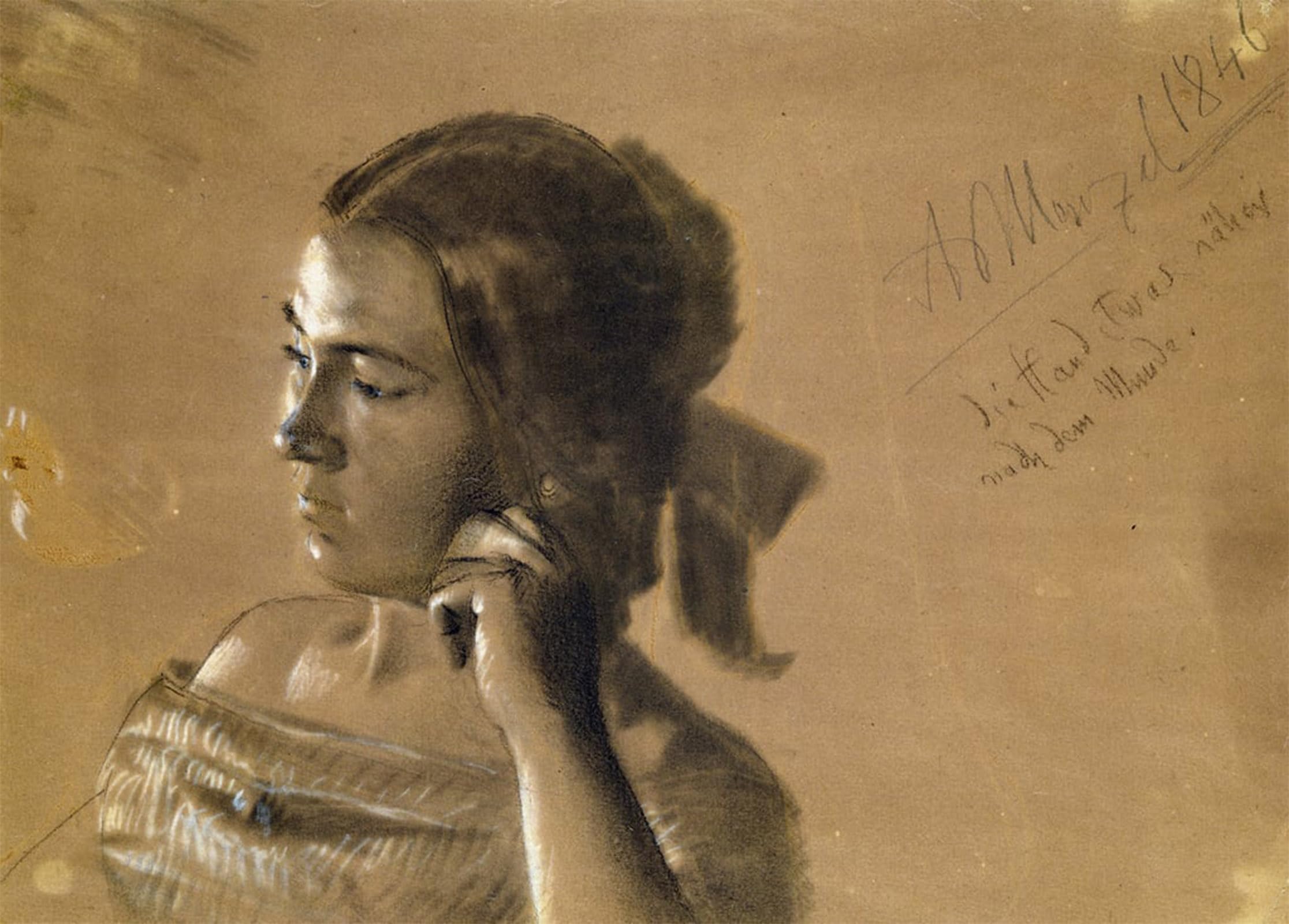 SERENDIPITP Abstract Painting Mural Print Picture Wall Decor Painting Study for a portrait of Mrs Von Maercker by Adolph Menzel Vintage Wall Artwork for Home Decor 60x90cm