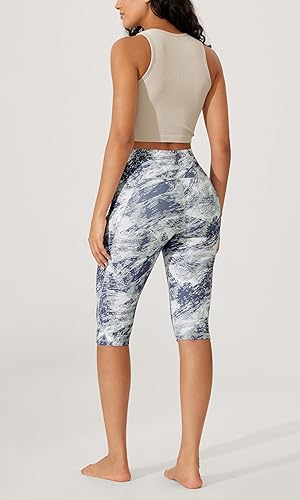 Miniatura 184 de ODODOS - Leggings tipo capri de mujer, no se traslucen y modelan el abdomen, con cintura alta y bolsillos; para hacer yoga, atletismo, ejercicio