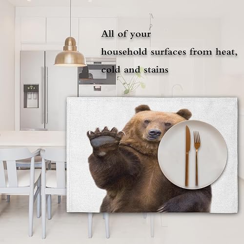 Miniatura 7 de Bear Cute Theme Placemats Set of 4 Table Mats Washable Placemat Waterproof Place Mats for Party Home Dining Table Decor 18x12 in