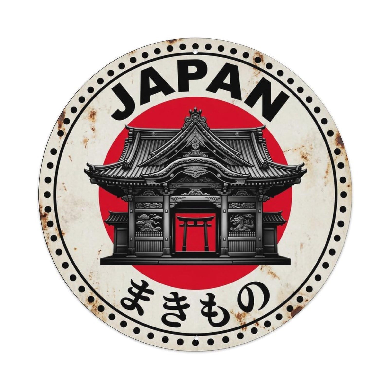 Yrnq 8X8inch Vintage Style Shrine Scroll Japan Sacred Text Historic Metal Tin Sign
