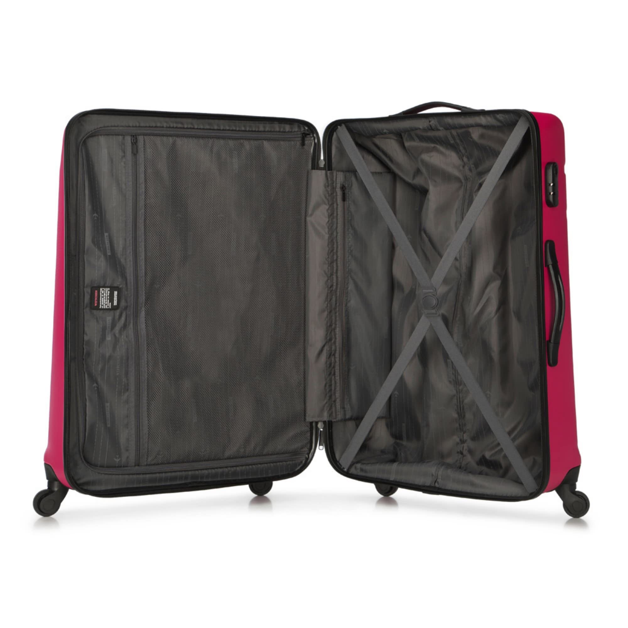 WITTCHEN Valigia da viaggio grande trolley valigia grande valigia check-in guscio rigido in ABS con 4 ruote piroettanti chiusura a combinazione maniglia telescopica Globe Line rosa
