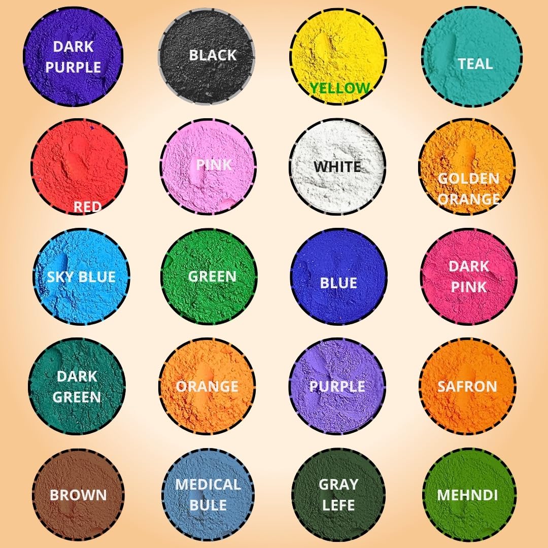 (MIX-20_75gm) Holi Gulal Powder Color Water-Soluble Natural Festival Photoshoot Colors Rainbow Powder Colorful Set Animals Wedding Summer Camps