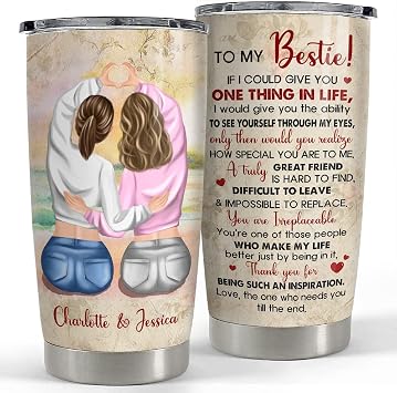 SANDJEST Personalized Tumbler To My Bestie 20oz 30oz Tumblers with Lid Gift for Sister Best Friends Woman Girl Friendship Soul Sister Christmas Birthday