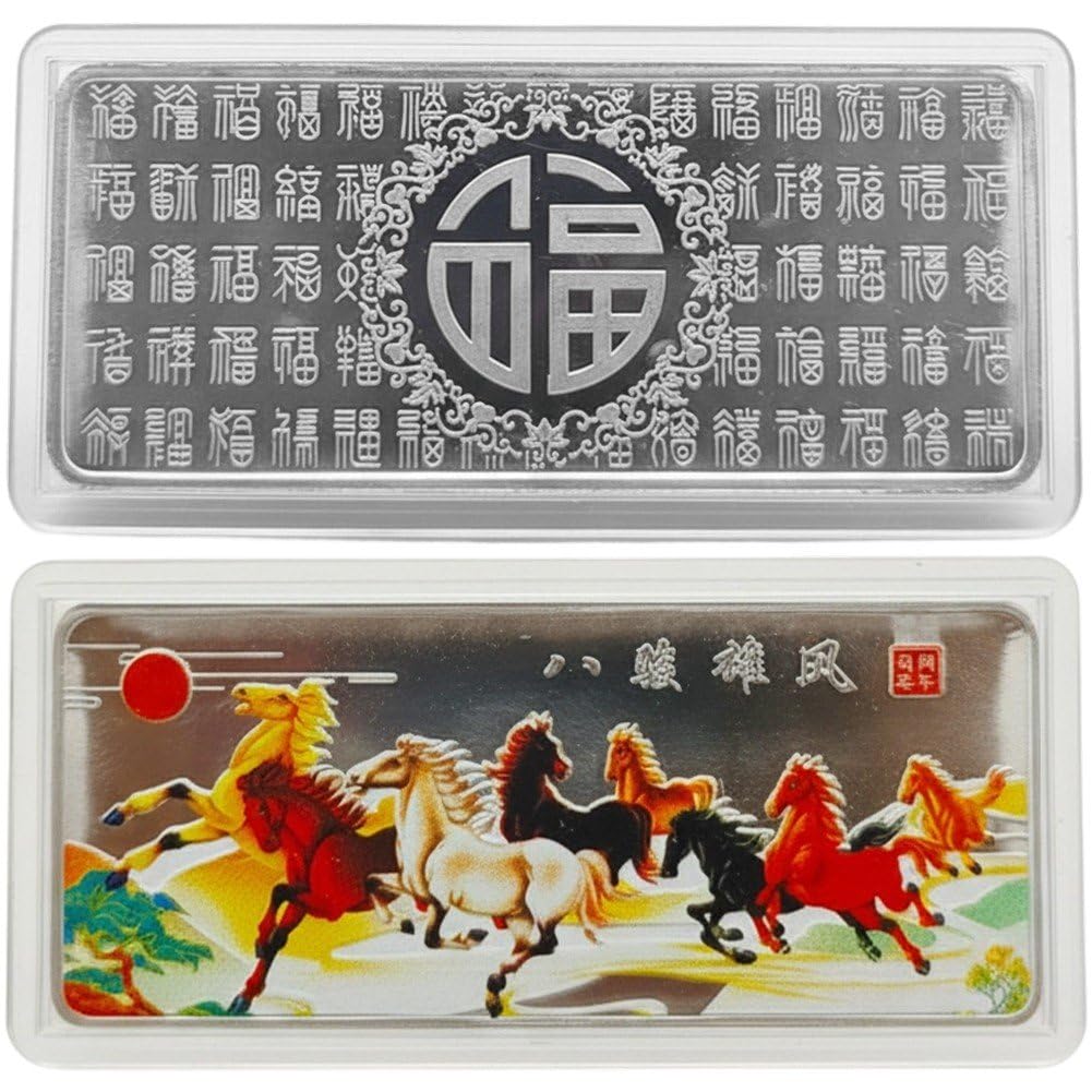 Ppmter Chinese New Year Coins Year of Horse Challenge Coin Lunar New Year Commemorative Coin Badge Souvenir Coin Gifts