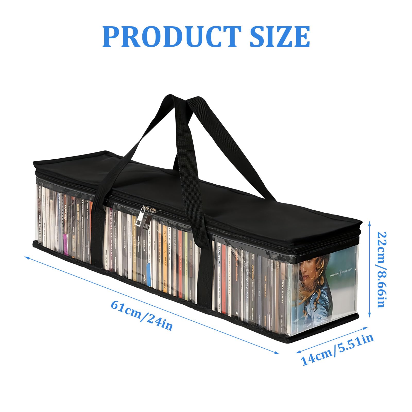 Sac de Rangement Portable pour CD/DVD avec Poignées, Étui PVC Transparent, Lot de 2