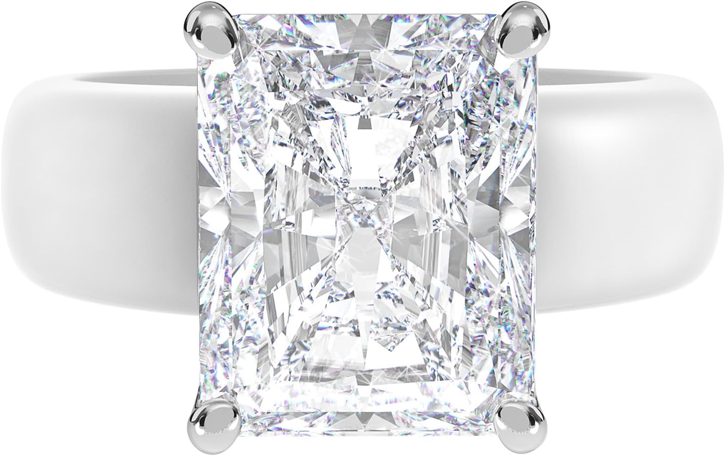 Rinfit Silicone Ring with Stone - Emerald Cut Cubic Zirconia Solitaire Engagement Ring for Women - Rubber Wedding Bands - Patented Design