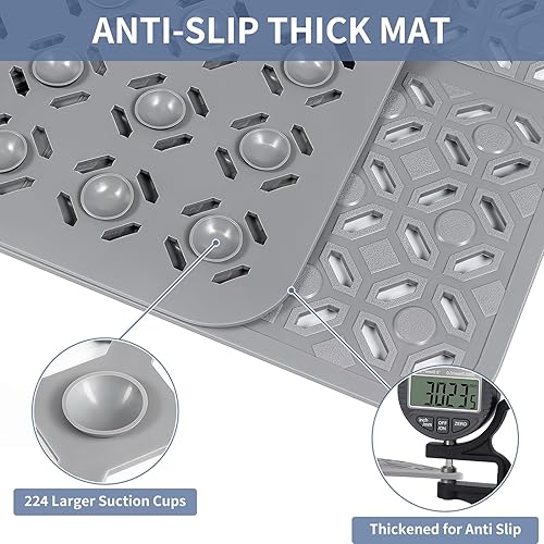 Miniatura 2 de OTHWAY Tapete de ducha cuadrado, 27 x 27 pulgadas, extra grande, para ducha interior, tapete de ducha antideslizante de TPE con orificios de drenaje