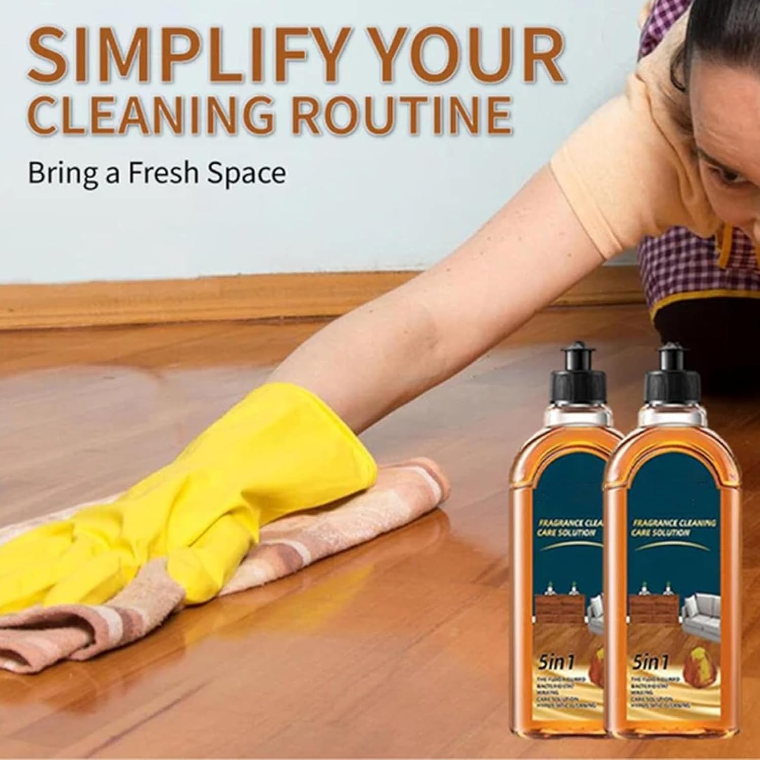 Detergente per pavimenti Spainho, soluzione detergente profumata e lucidante naturale, smacchiatore a doppia azione, detergente per pavimenti 5 in 1 per lavare casa, bagno e cucina (1, 2pcs)