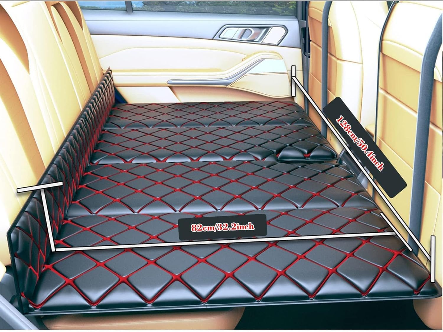Cama plegable para coche, colchón de asiento trasero para camping y viajes, no inflable, universal para coche/SUV/furgoneta, negro con almohada, portátil y fácil de instalar