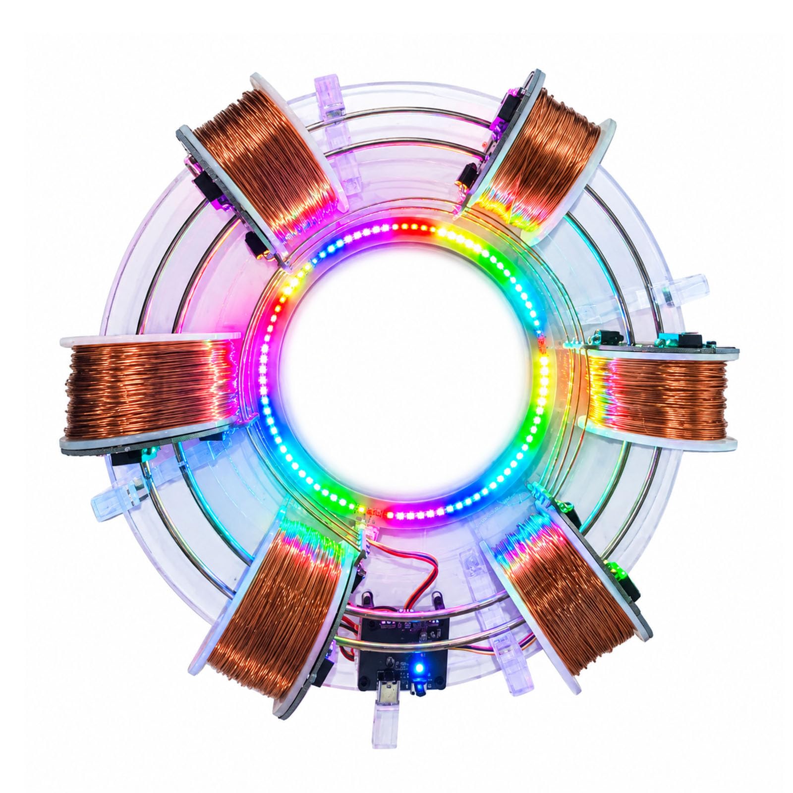 2/4/6 Cewka Pierścień Elektromagnetyczny akcelerator, bezszczotkowy silnik cyklotroniczny, model do eksperymentów fizycznych, ze światłem LED RGB, Fizyka Materiał dydaktyczny dla projektów 6