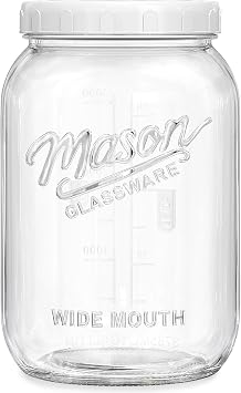 Folinstall 1 Gallon Glass Jar with Lid, Wide Mouth Mason Jars, Large Glass Flour Storage Containers with Airtight Lids, Candy Jar Safe for Cookie, Kombucha, Pickle, Sugar