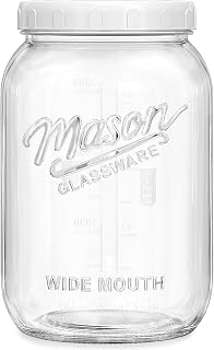 Folinstall 1 Gallon Glass Jar with Lid, Wide Mouth Mason Jars, Large Glass Flour Storage Containers with Airtight Lids, Candy Jar Safe for Cookie, Kombucha, Pickle, Sugar