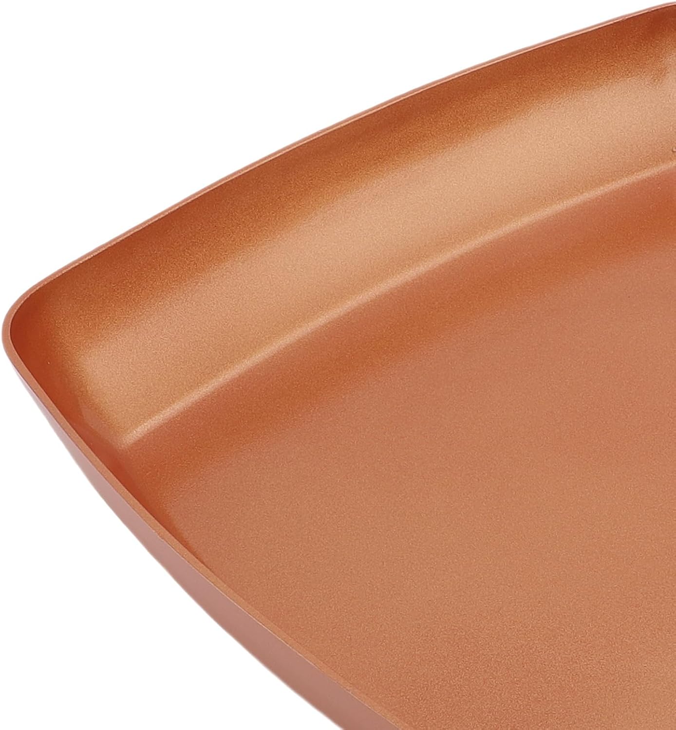 GOTOTOP Square Frying Pan, Copper Colored Aluminum Anti Stick Skillet with Compound Bottom, Ideal for Family Meals on All Stovetops