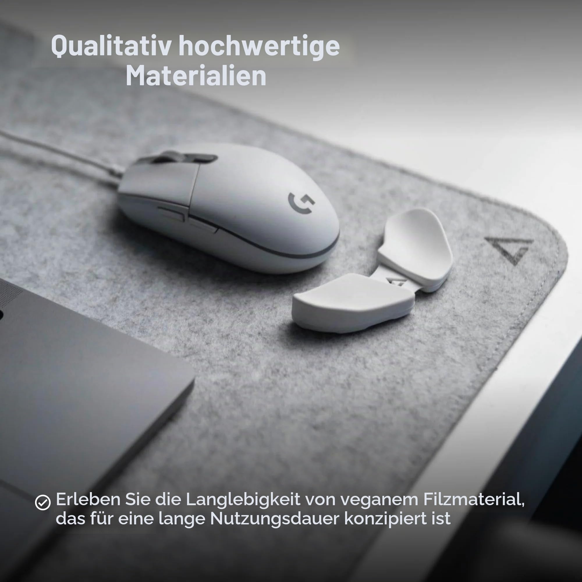 DELTAHUB - Filz Schreibtisch Schutzunterlage, Anti-Fransen & Anti-Rutsch, Schreibtischunterlage aus Filz, Langlebig, Schlankes Design, ideal für PC, Mac, Laptop (Grau - (45x80cm), L)