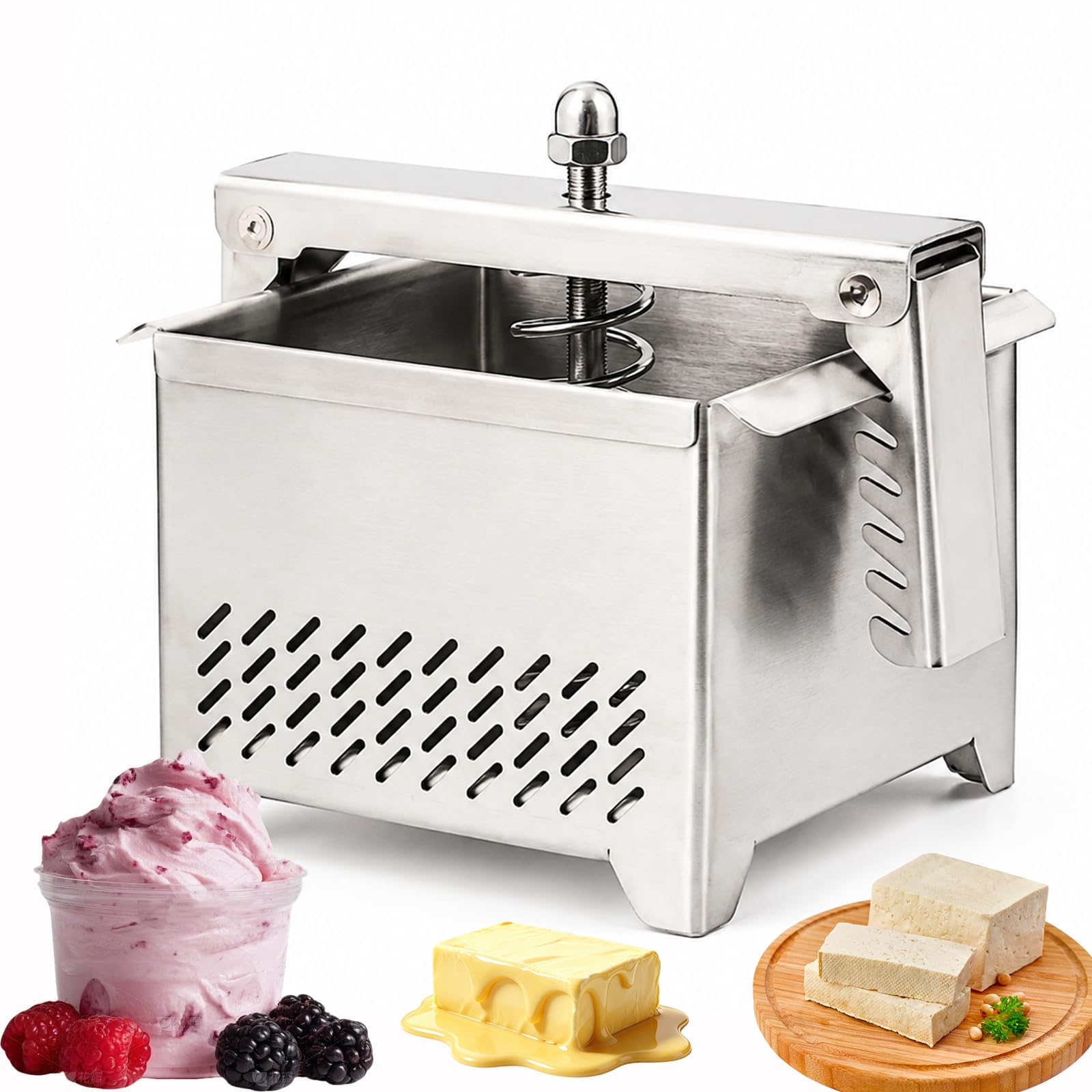 XCSCUK Stainless Steel Cheese Press,Portable Tofu Press, Effective Whey Separator,for Homemade Yogurt and Tofu (S)