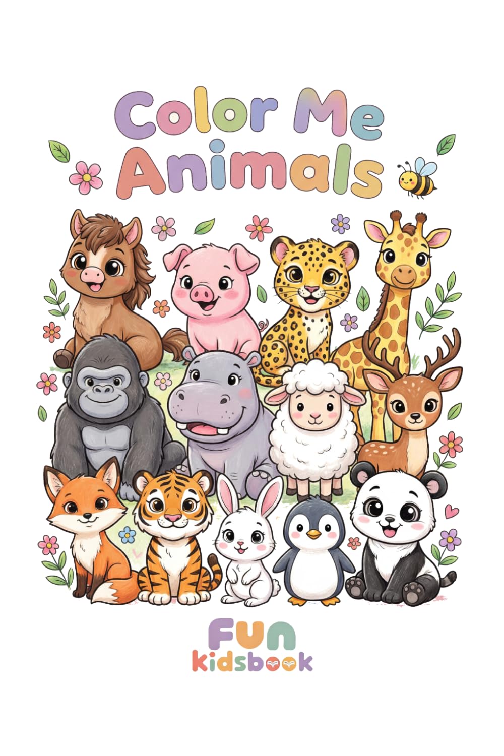 Animals Coloring, Tracing and Drawing Book for Kids Ages 3–5: Cute and Easy Animal Coloring Pages with Word Tracing and Drawing Practice – Learn Animal Names While Coloring