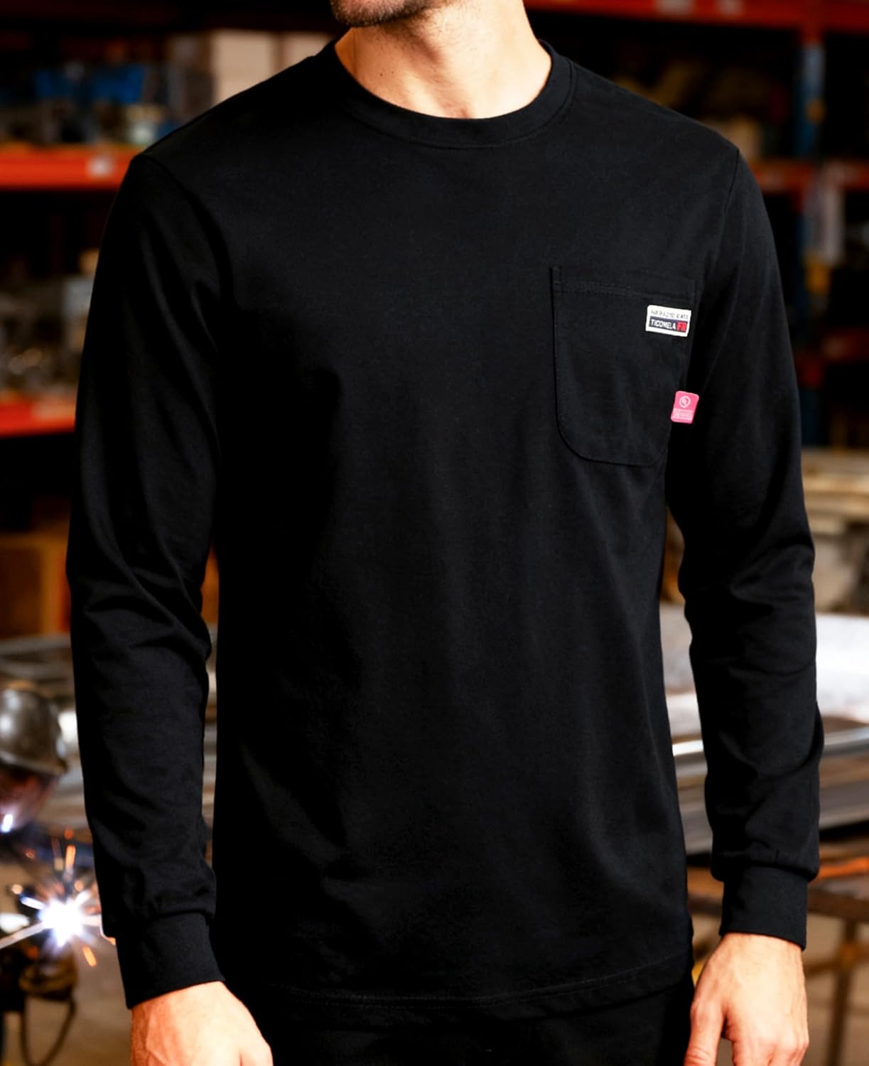 TICOMELA FR Shirts for Men Flame Resistant Shirt NFPA2112/CAT2 7oz Fire Retardant Men's Long Sleeve Henley Shirts