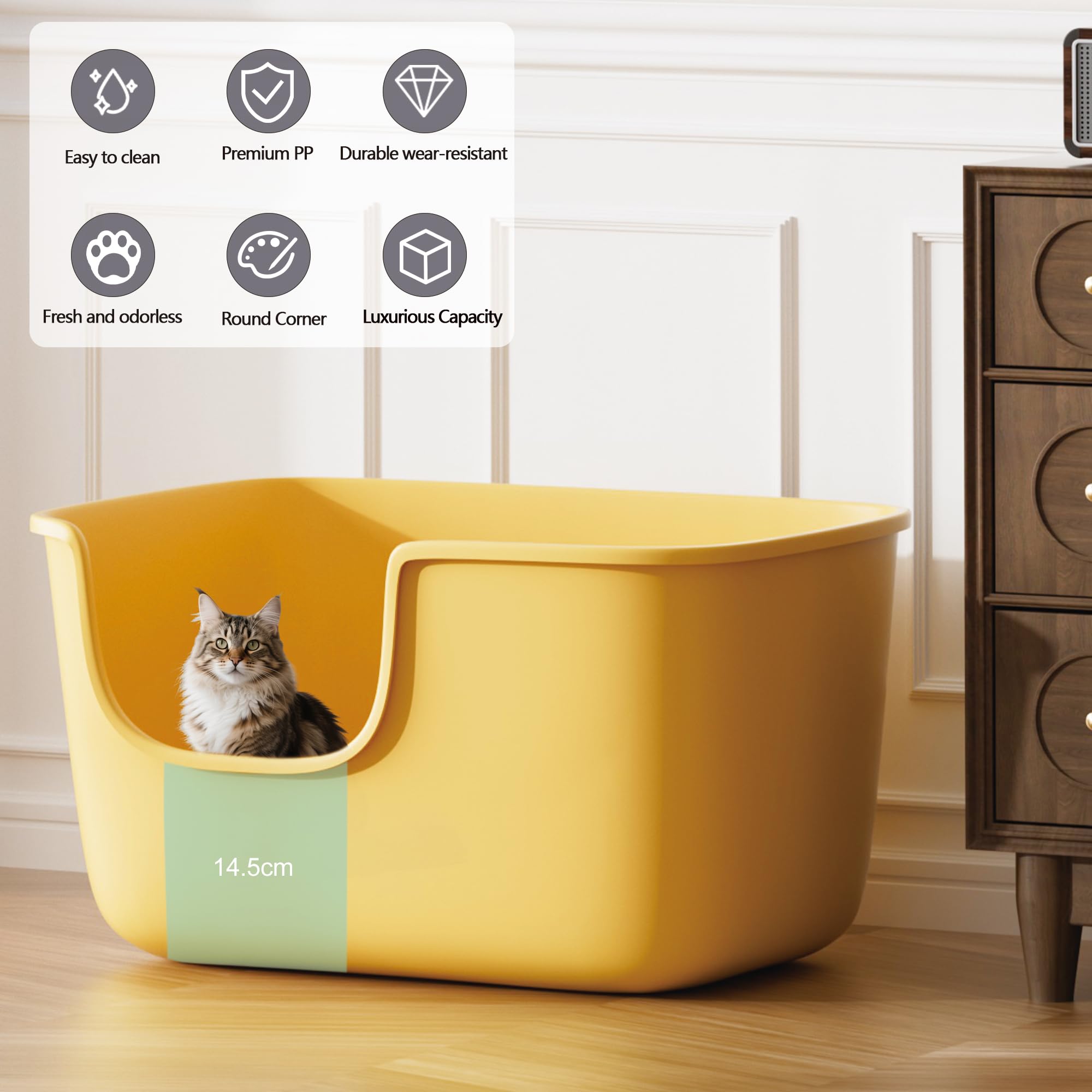 Vealind Große Katzenklo 56x41x31cm - Offene Katzentoilette Für Mehrkatzenhaushalte