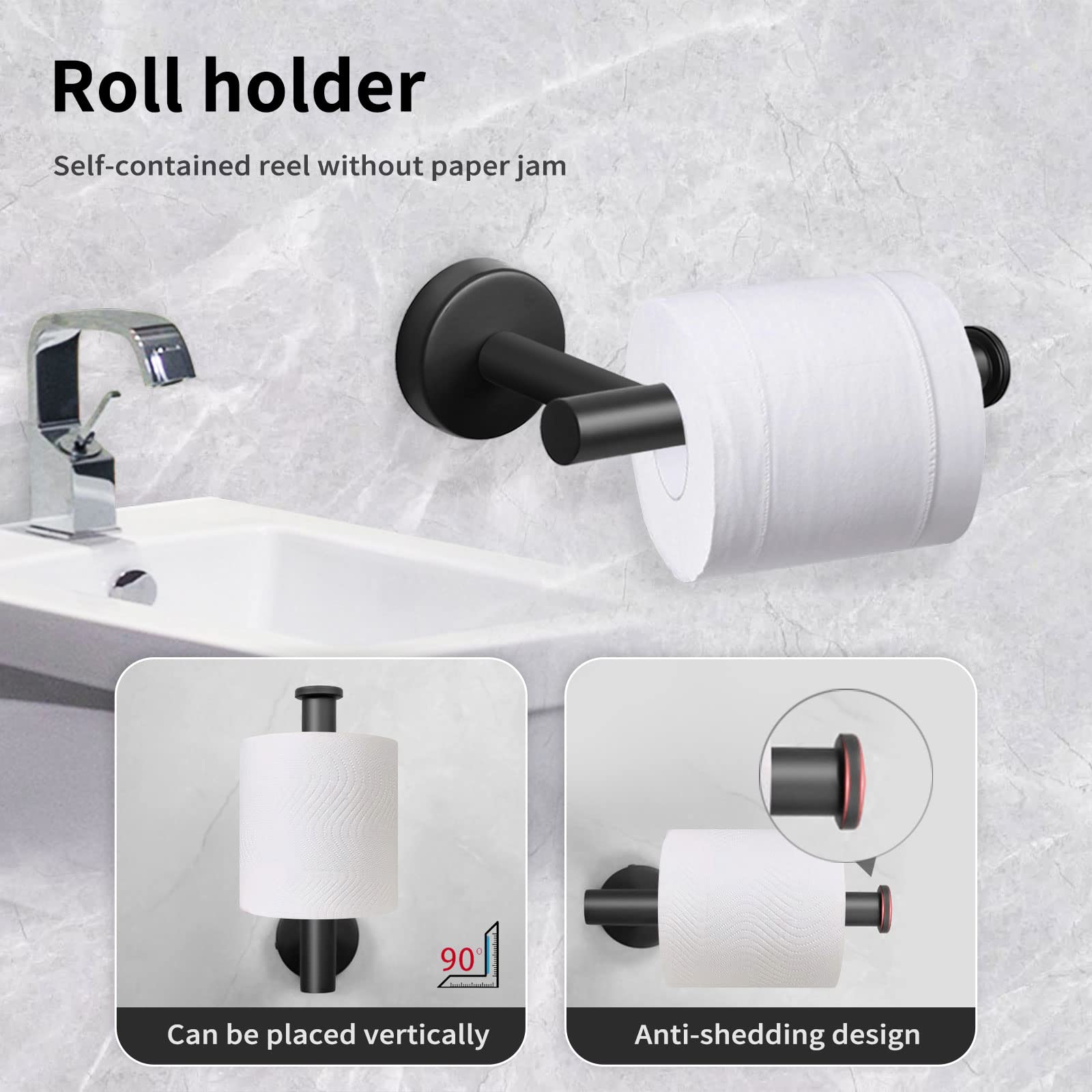 Ensemble Porte-serviettes Salle De Bain Sans Perçage - 5 Pièces, Acier Inoxydable, 60 Cm, Adhésif Puissant - 9