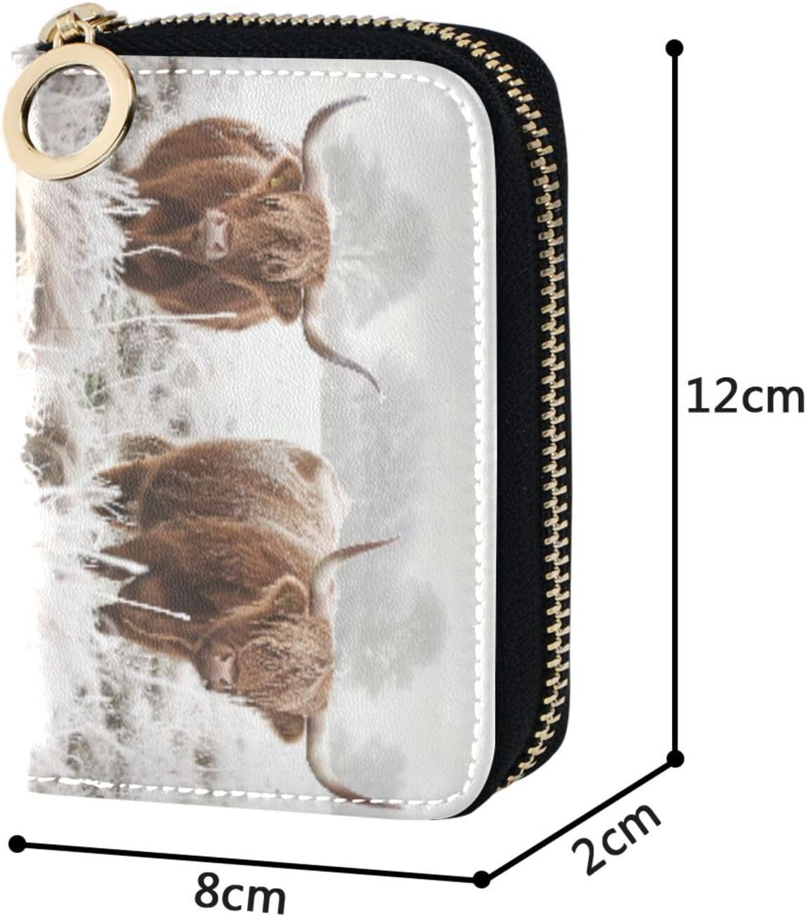 RFID Credit Card Holder Scottish Highland Cow Leather With Zipper Card Case Wallet for Women Girls - Image 4